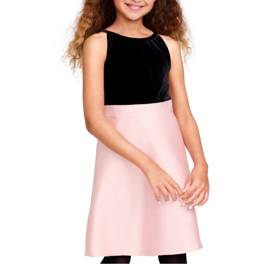 NWT The Children's Place Sz 6X/7 Girl's Pink Satin Black Velour Christmas - Picture 3 of 14